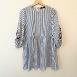 SHEIN babydoll dress seersucker style blue white stripe size XS